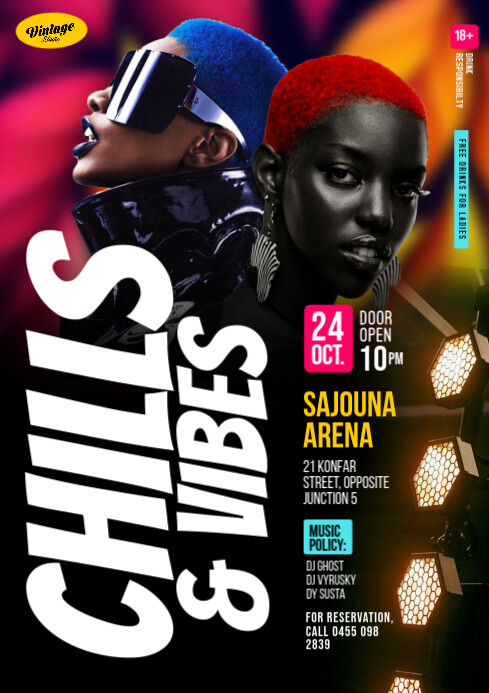 Maximalist Chills And Vibes Event Party Event Flyer A4 template