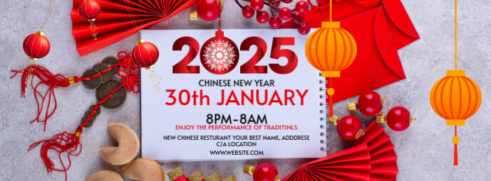 Maximalist Chinese New Year Facebook Cover  Facebook Cover Photo template