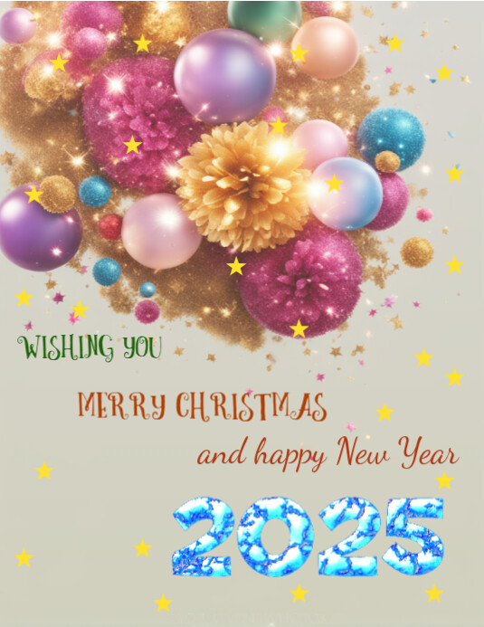 Maximalist Christmas And New Year Wish Card Flyer (us Letter) Template ...