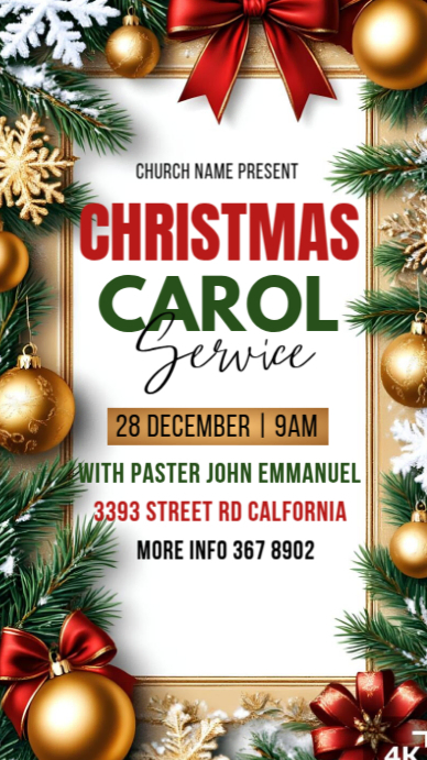 Maximalist Christmas Carol Service Instagram Story Template | PosterMyWall