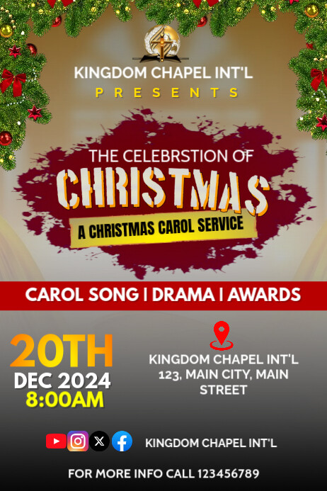 Copy of Maximalist Christmas Carol Service Poster | PosterMyWall