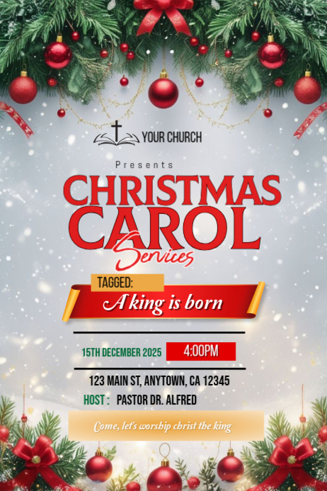 Maximalist Christmas Carol Service Poster Template | PosterMyWall