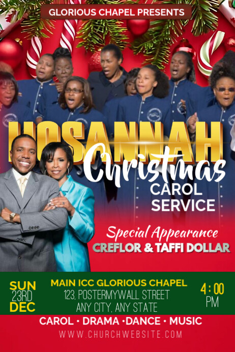 Maximalist Christmas Carol Service Poster Template | PosterMyWall
