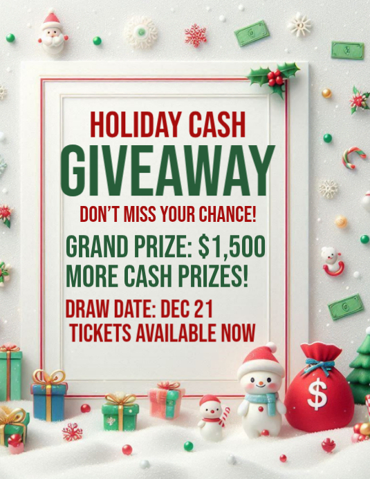 Cash Raffle Flyer Maximalist Christmas Cash Raffle Flyer (us Letter) Template | PosterMyWall