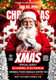 Maximalist Christmas Celebration Video Flyer A2 template