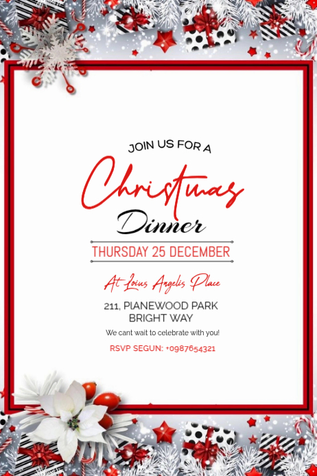 Maximalist Christmas Dinner Party Invitation Banner 4' × 6' Template ...