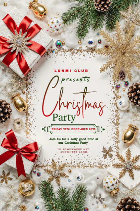 Maximalist Christmas Dinner Party Invitation Banner 4' × 6' Template ...