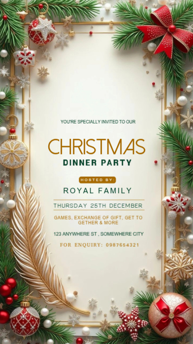 Maximalist Christmas Dinner Party Invitation Whatsapp Status Template ...