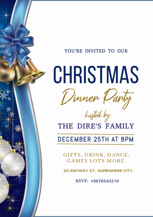 Maximalist Christmas Dinner Party Invitation A4 Template | PosterMyWall