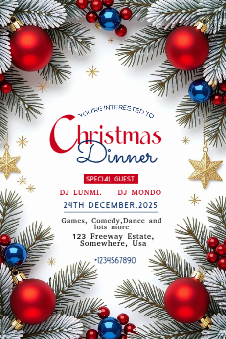 Maximalist Christmas Dinner Party Invitation Banner 4' × 6' Template ...