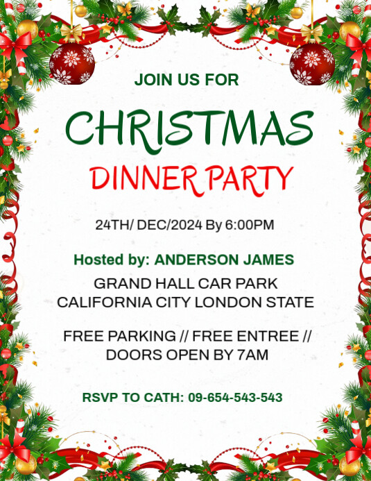 Maximalist Christmas Dinner Party Invitation Template Flyer (us Letter ...