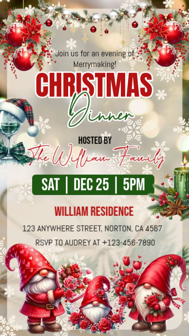Maximalist Christmas Dinner Party Invitation Instagram Story Template ...