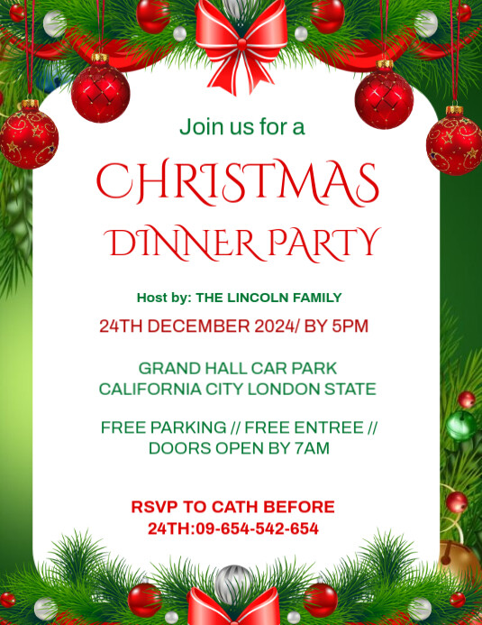 Maximalist Christmas Dinner Party Invitation Template Flyer (us Letter ...