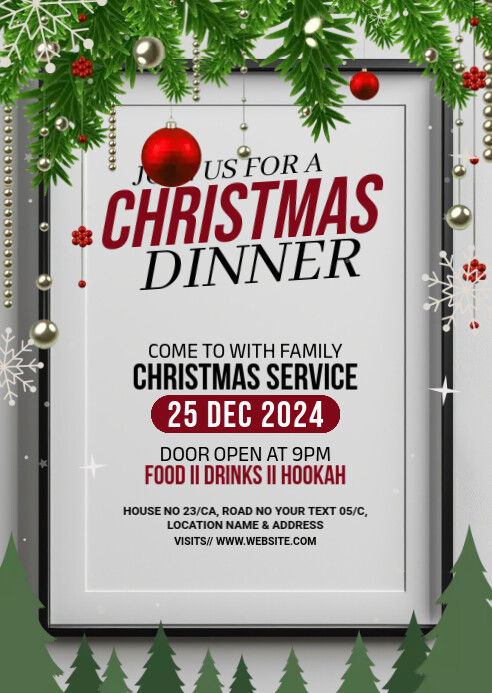 Maximalist Christmas Dinner Service A6 template