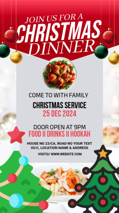 Maximalist Christmas Dinner Service Instagram Story Template | PosterMyWall