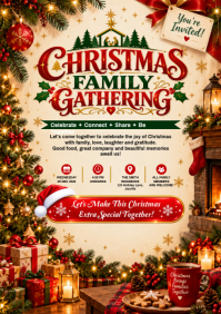 Желтый Christmas Family Gathering Invitation A4 Template