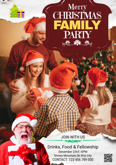 Plantilla de Maximalist Christmas Family Party A3 | PosterMyWall