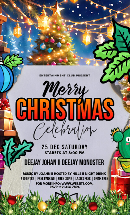 Maximalist Christmas Flyer Design Us Legal Template | PosterMyWall