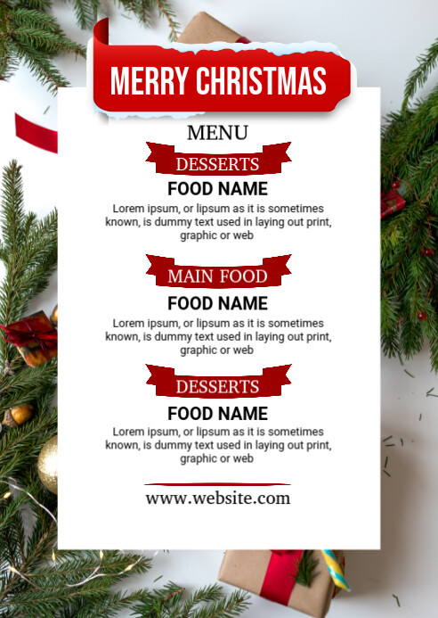 Maximalist Christmas Food Menu List Template A6
