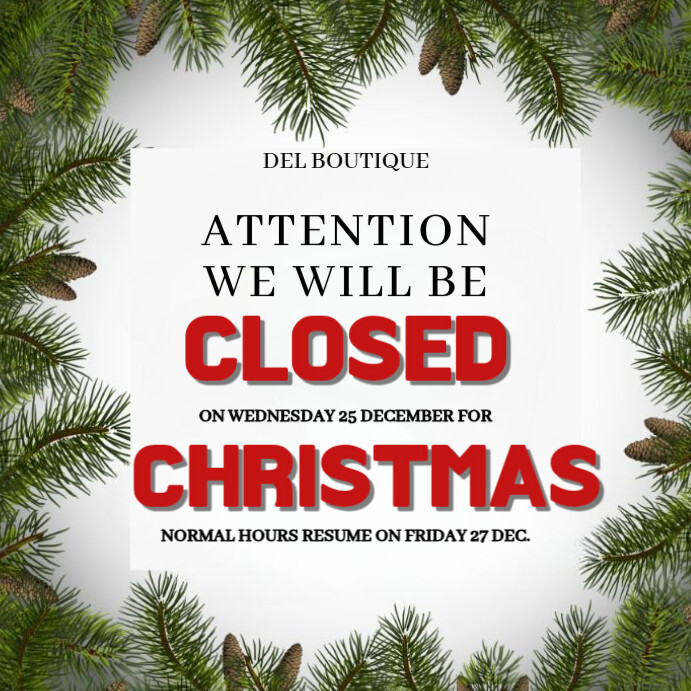 Maximalist Christmas Holiday Closure Notice Instagram Post Template ...