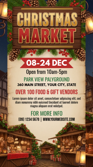 Maximalist Christmas Market Instagram Story Template | PosterMyWall