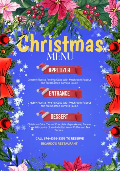 Maximalist Christmas Menu Flyer Template A5 | PosterMyWall