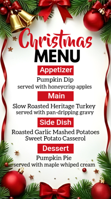 Maximalist Christmas Menu Instagram Story Template | PosterMyWall