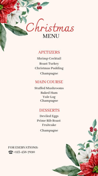 Maximalist Christmas Menu Instagram Story Template | PosterMyWall