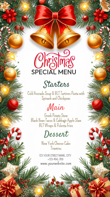 Maximalist Christmas Menu Template Instagram Story | PosterMyWall