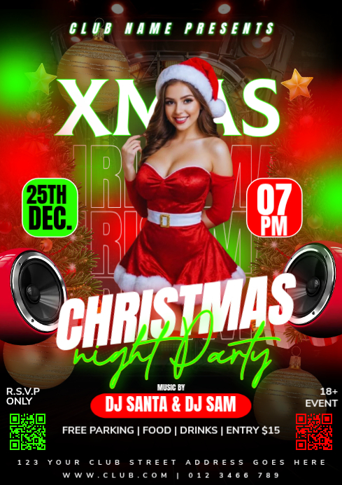 Black Christmas Night Party A4 Template | PosterMyWall