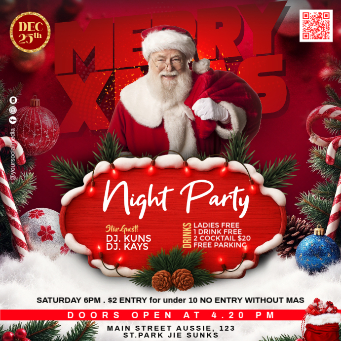 Copy of Maximalist Christmas Night Party Instagram Post | PosterMyWall