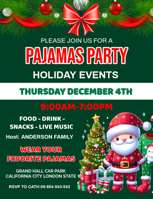 Maximalist Christmas Pajamas Party Invitation Flyer (us Letter ...