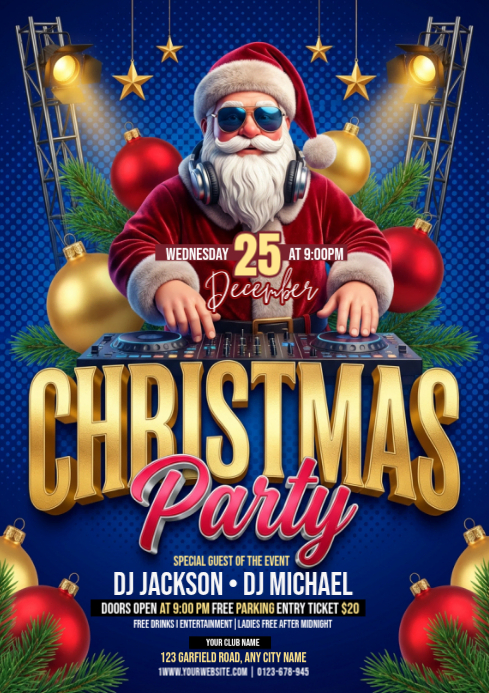 Maximalist Christmas Party A4 Template | PosterMyWall