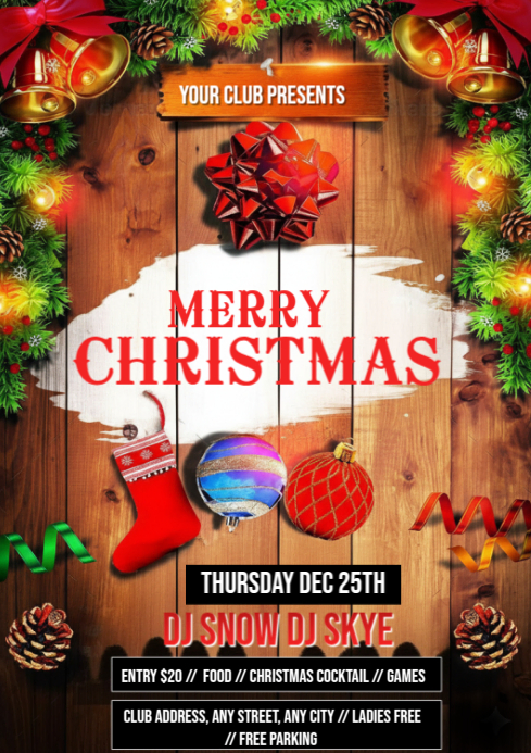Maximalist Christmas Party Design A4 Template | PosterMyWall