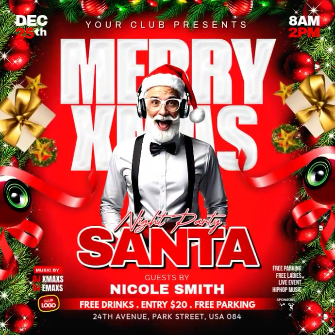 Maximalist Christmas Party Event Dj Design Template Instagram Post ...