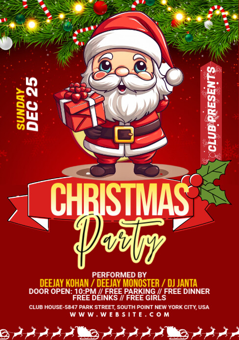 Copy of Maximalist Christmas Party Flyer Design A5 | PosterMyWall