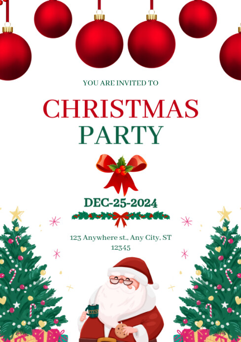 Maximalist Christmas Party Invitation A4 Template | PosterMyWall