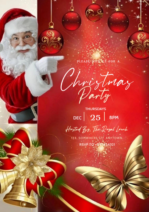 Maximalist Christmas Party Invitation A4 Template | PosterMyWall