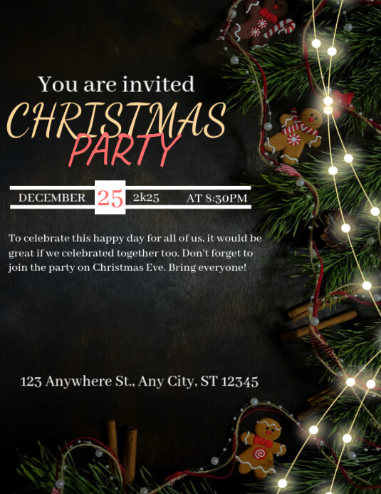 Maximalist Christmas Party Invitation Template Flyer (us Letter ...