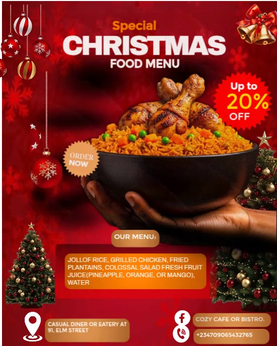 Maximalist Christmas Party Menu Instagram Portrait Template | PosterMyWall