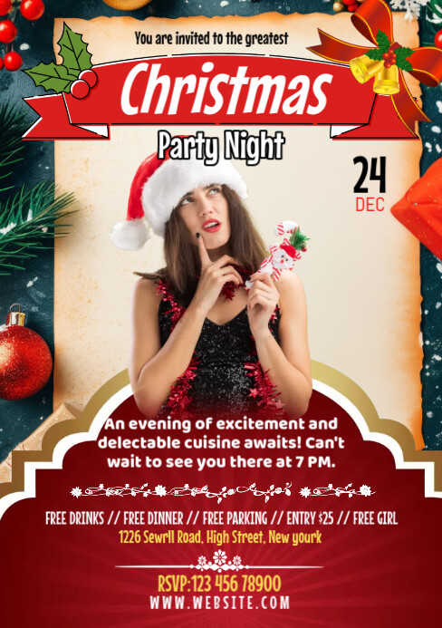 Copy of Maximalist Christmas Party Night Template A5 | PosterMyWall