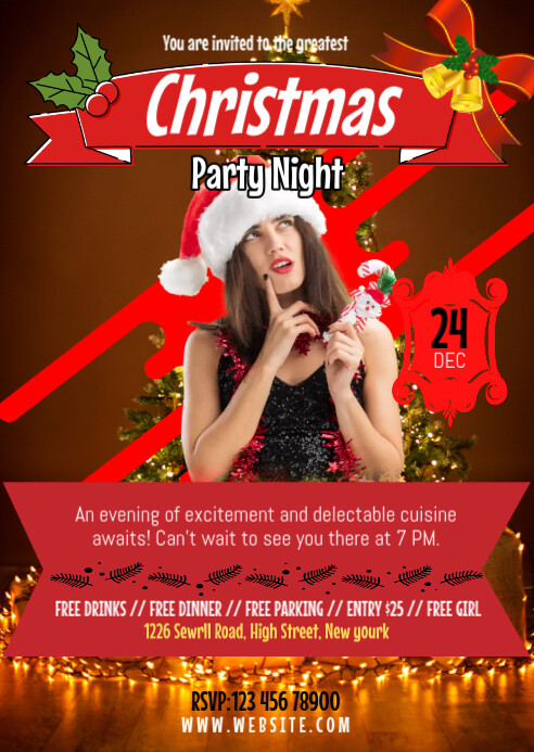 Maximalist Christmas Party Night Template A6