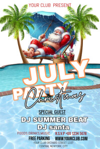 Maximalist Christmas Pool Party Poster template