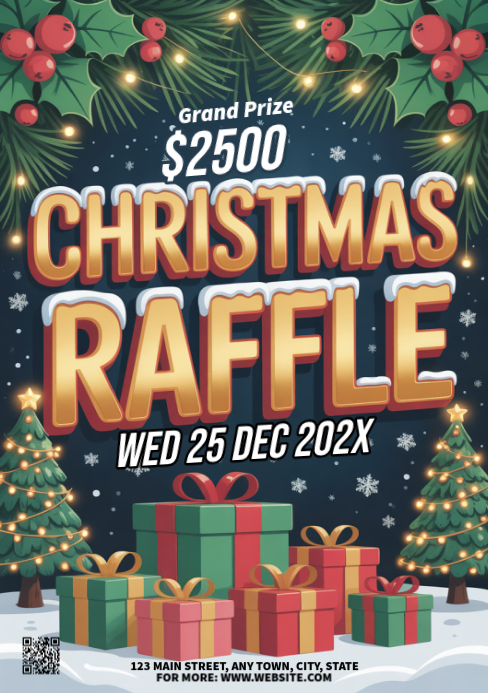 Plantilla de Maximalist Christmas Raffle A5 | PosterMyWall