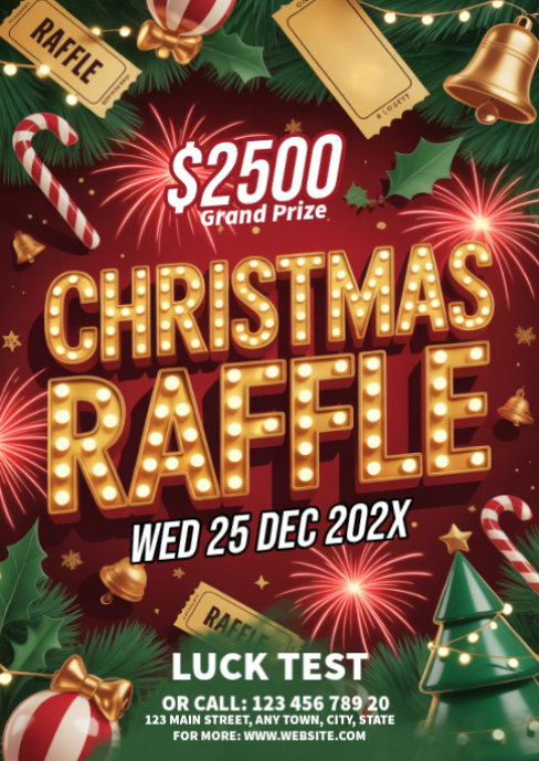 Design Santa Raffle Maximalist Christmas Raffle A6 Template | PosterMyWall