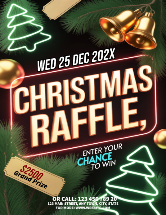 Plantilla de Maximalist Christmas Raffle Flyer (us Letter) | PosterMyWall