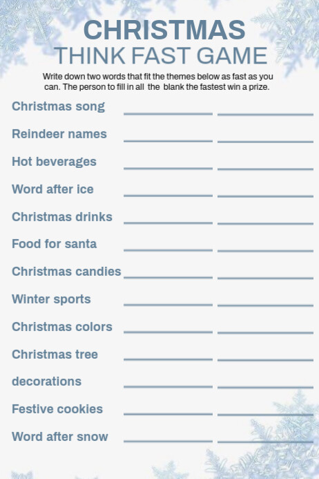 Maximalist Christmas Think Fast Game Template Poster
