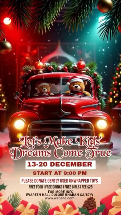 Maximalist Christmas Toy Drive Digital Display (9:16) template