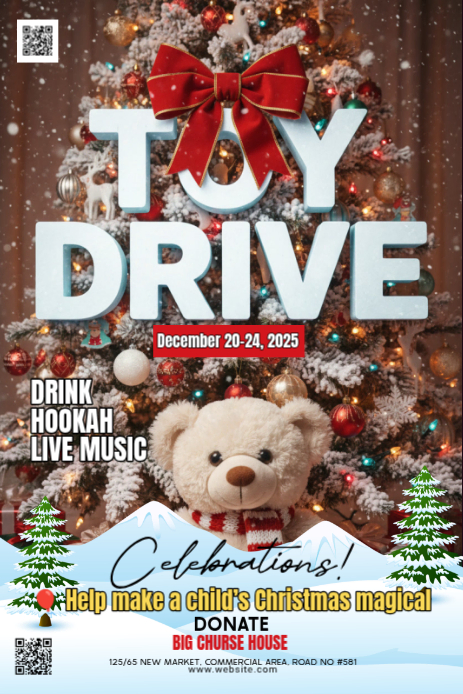 Maximalist Christmas Toy Drive Pinterest Graphic Template | PosterMyWall