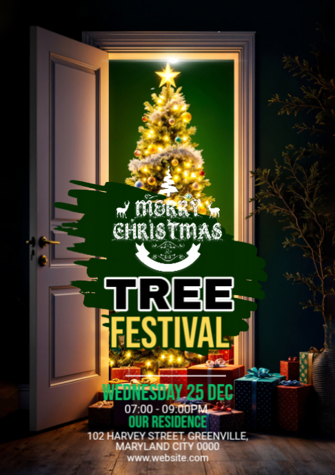Maximalist Christmas Tree Festival A2 Template | PosterMyWall